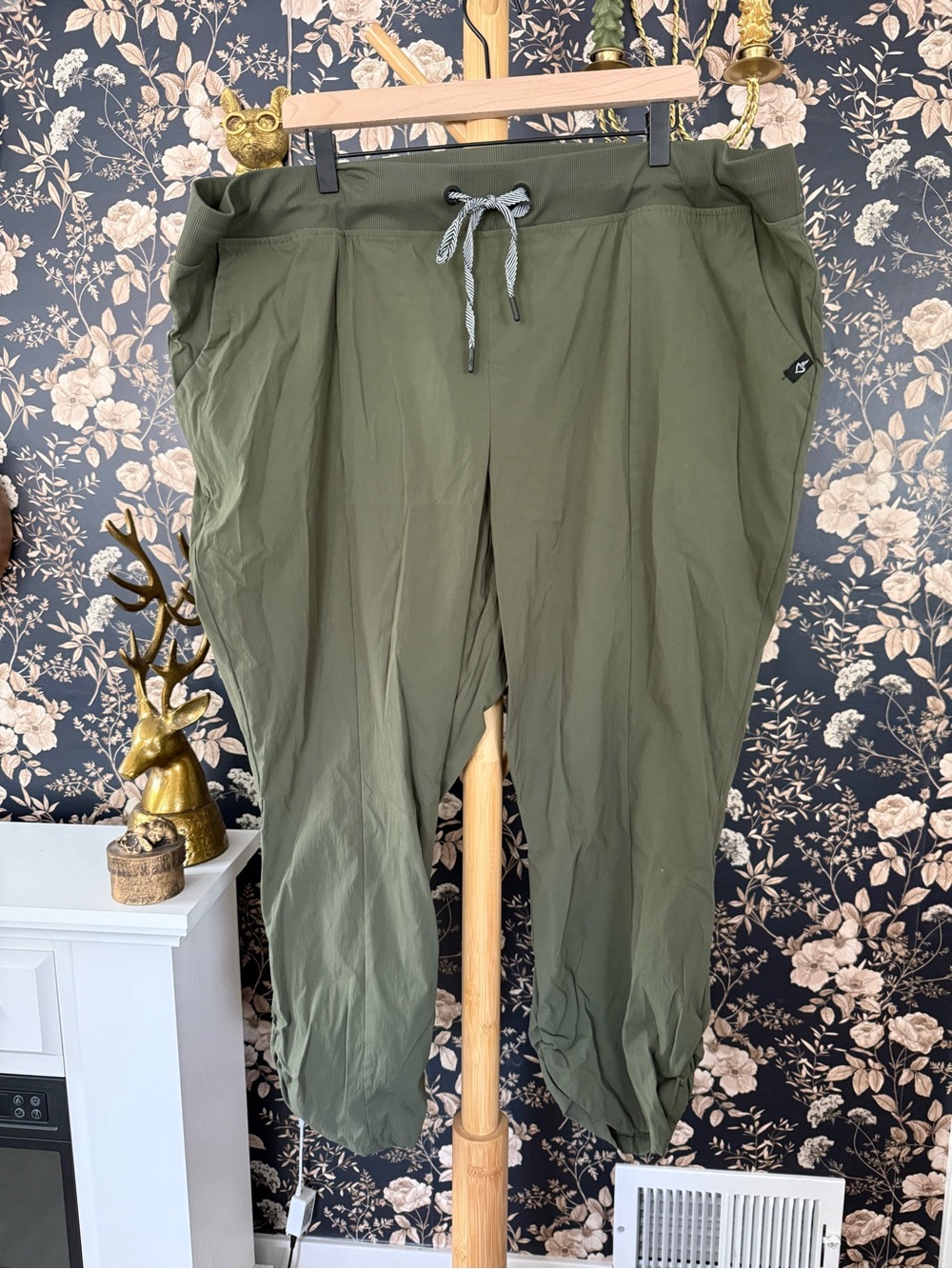 Olive Green Drawstring Jogger Pants